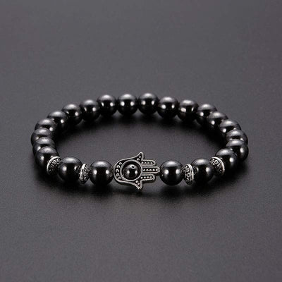 Obsidian With Hamsa Protection Bracelet