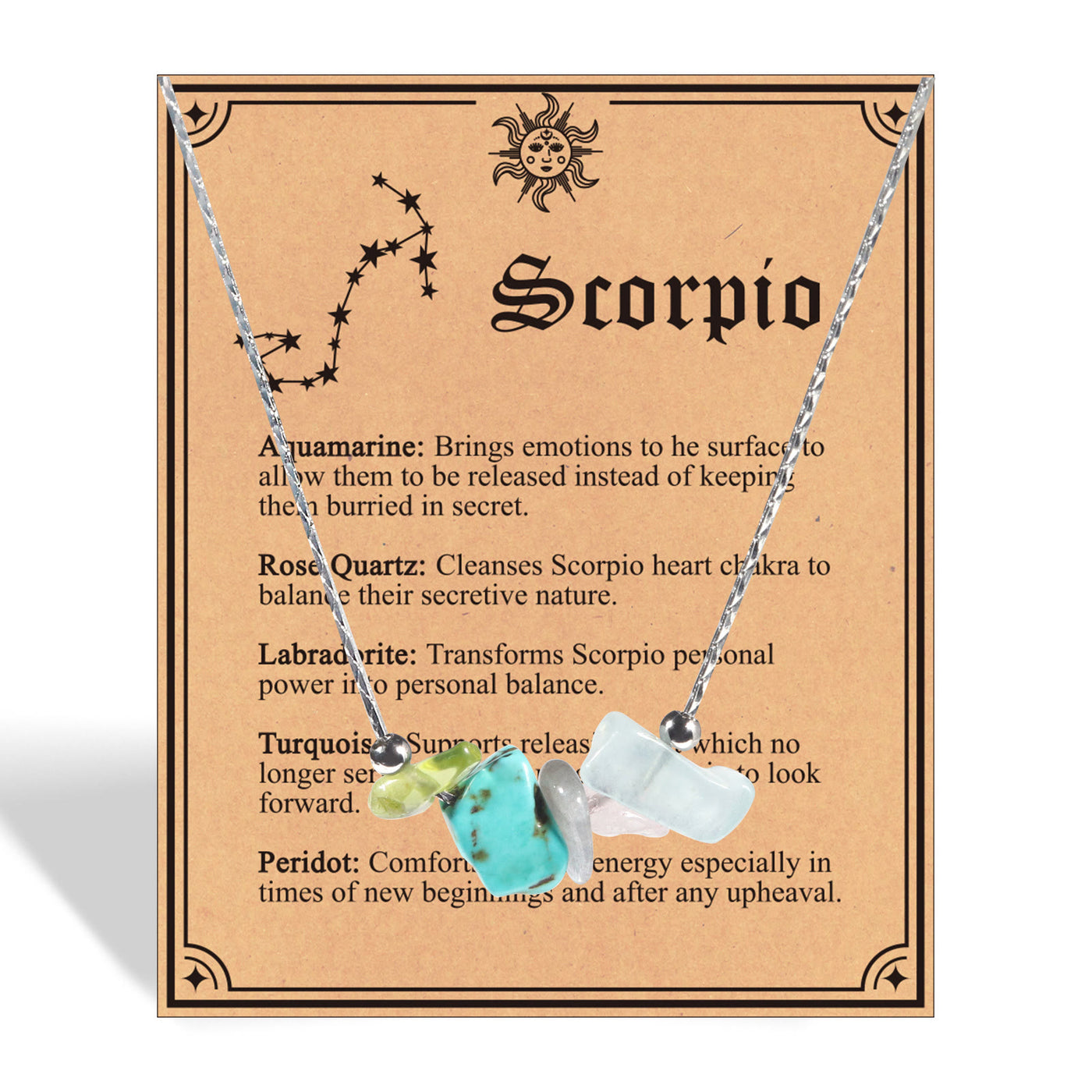 Olivenorma Natural Stone Zodiac Sign Choker Necklace