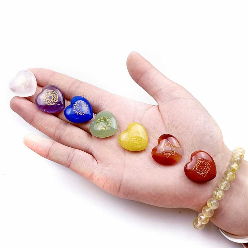 7 Chakra Stones Heart-shaped Crystal Set