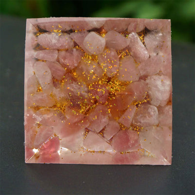 Olivenorma Tree of Life Strawberry Quartz With Rose Quartz Orgone Pyramid