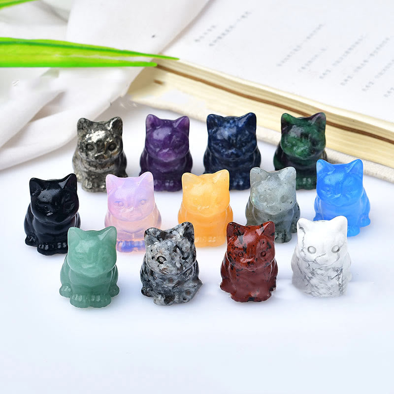 Olivenorma Crystal Kitten Stone Carving Crafts Gemstone Decoration