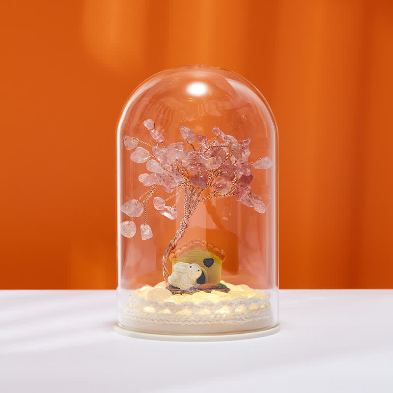 Olivenorma Natural Crystal Glass Cover Feng Shui Tree Decoration