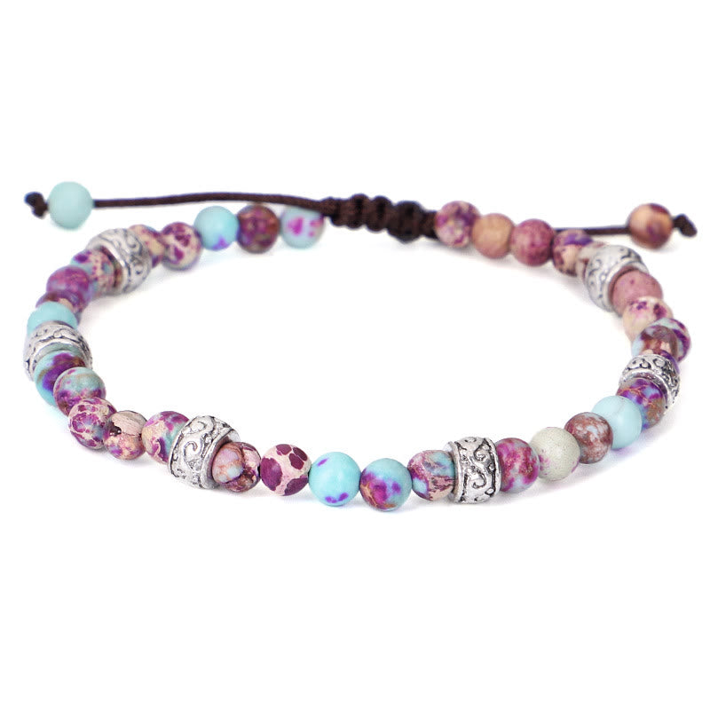 Olivenorma Natural Multicolor Imperial Stone Beaded Braided Bracelet