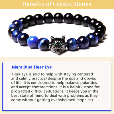 Olivenorma Night Blue Tiger Eye Wolf Bracelet