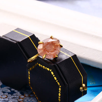 Olivenorma Natural Strawberry Quartz Five-Prong Ring