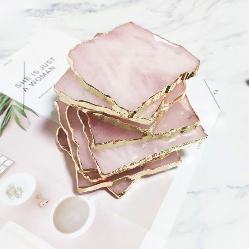 Olivenorma Rose Quartz Coaster Gemstone Decoration