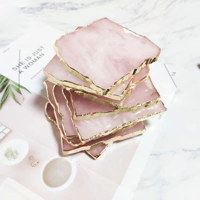 Olivenorma Rose Quartz Coaster Gemstone Decoration