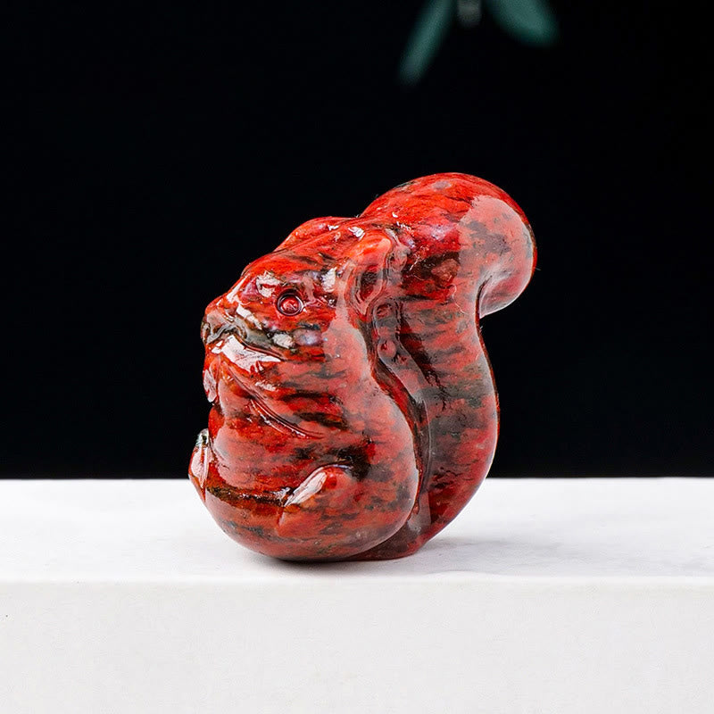Olivenorma Natural Crystal Squirrel Carving Ornament Gemstone Decoration - Red Sesame Stone - image 17
