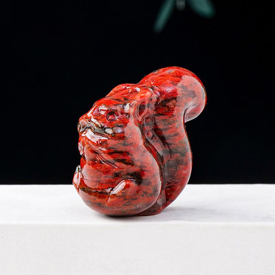 Olivenorma Natural Crystal Squirrel Carving Ornament Gemstone Decoration - Red Sesame Stone - image 17