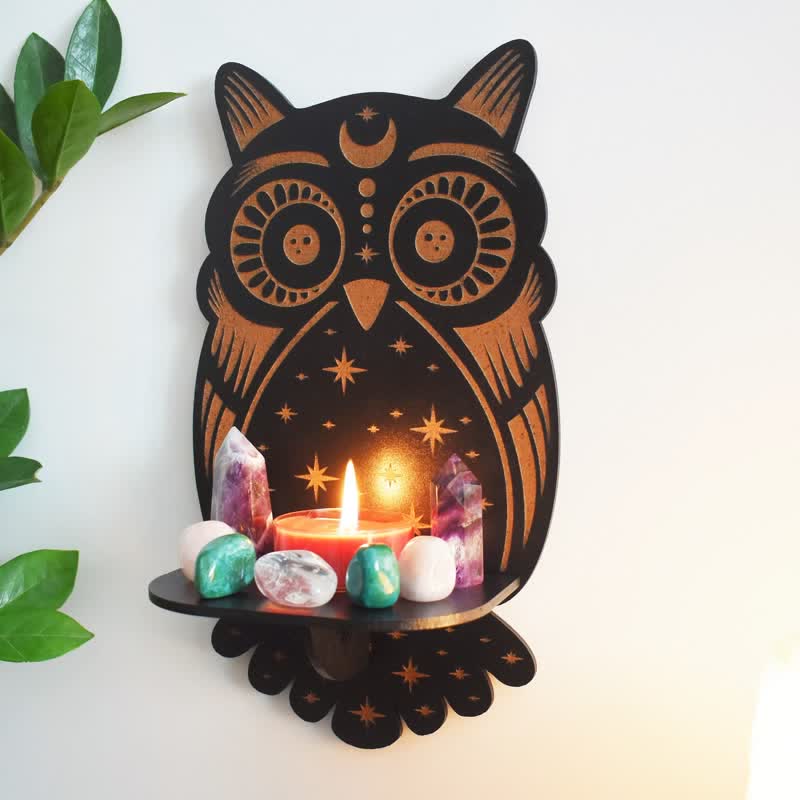 Olivenorma Celestial Owl Altar Crystal Shelf