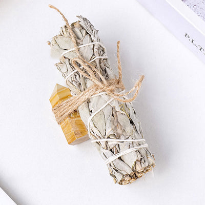 Olivenorma White Sage Hexagonal Prism Crystal Aromatherapy Gemstone Decoration