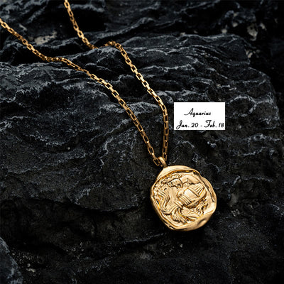 Olivenorma Zodiac Electroplated 18k Gold Titanium Steel Necklace