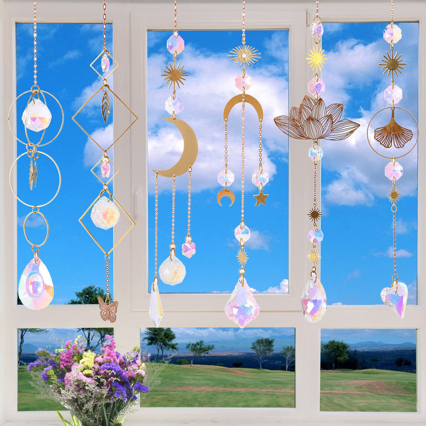 Olivenorma Angel Aura Quartz 6Pieces Lotus Wind Chime