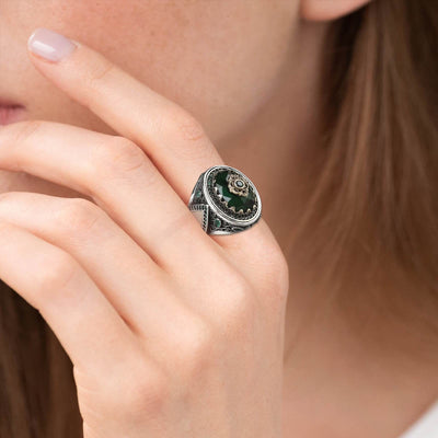 Olivenorma Water Drop Emerald Stacking Ring