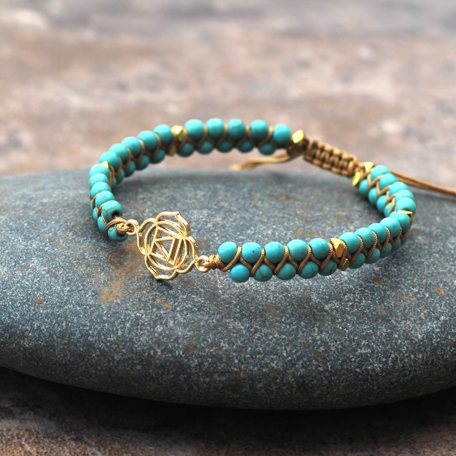 Olivenorma Turquoise White Turquoise Double Braided Wrap Bracelet