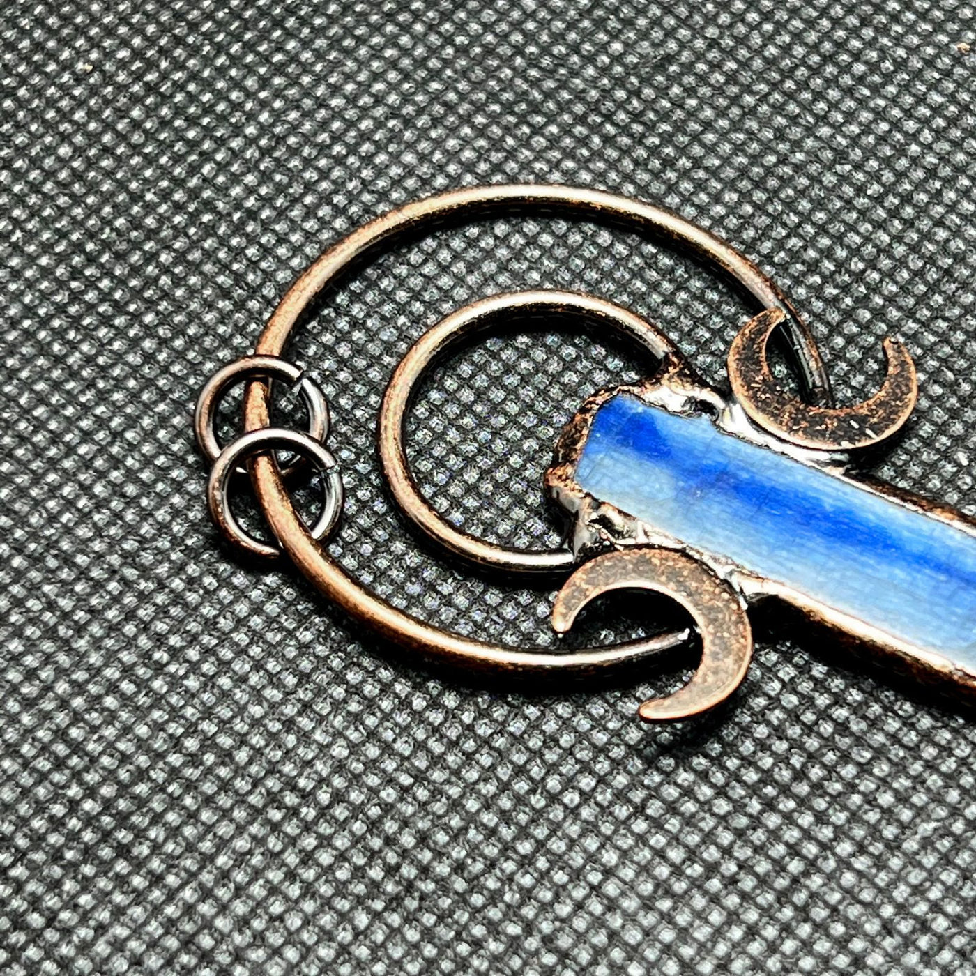 Olivenorma Kyanite Copper Double Moon Ring Pendant Necklace