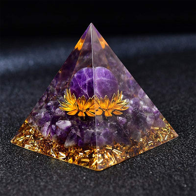 Olivenorma Amethyst Sphere Lotus Symbol Orgone Pyramid