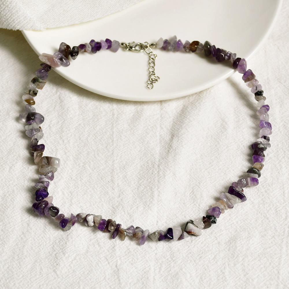 Olivenorma Irregular Shaped Polished Crystal Stone Necklace - Amethyst - image 18