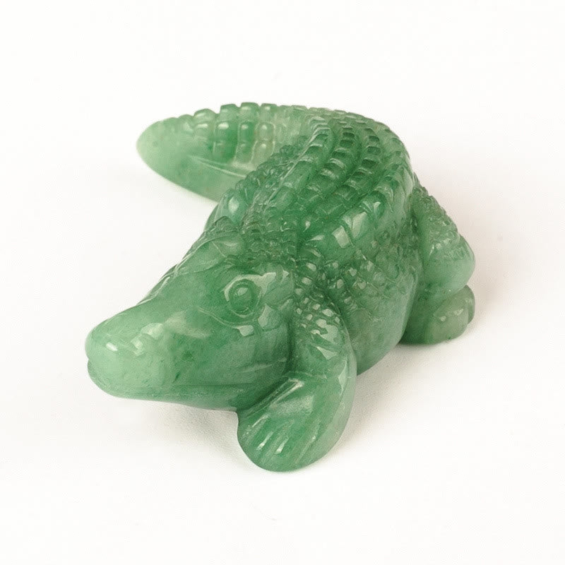 Olivenorma 2'' Crystal Carved Crocodile Figurine Gemstone Decoration