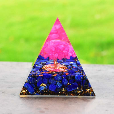 Olivenorma Lapis Lazuli Pink Crystal Tree Of Life Orgone Pyramid