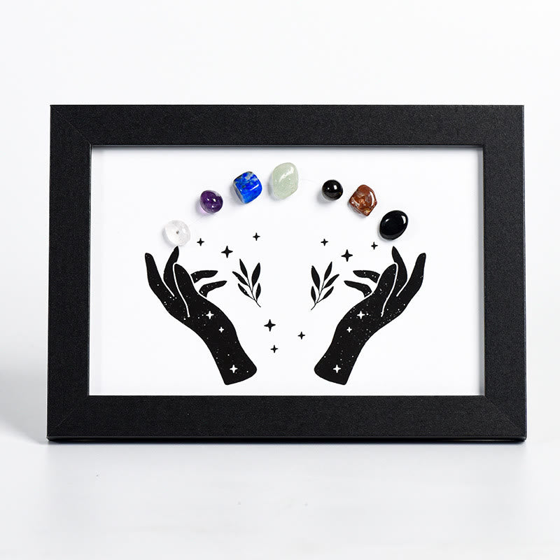 Olivenorma Hands Chakra Stone Crystal Wooden Photo Frame Decoration