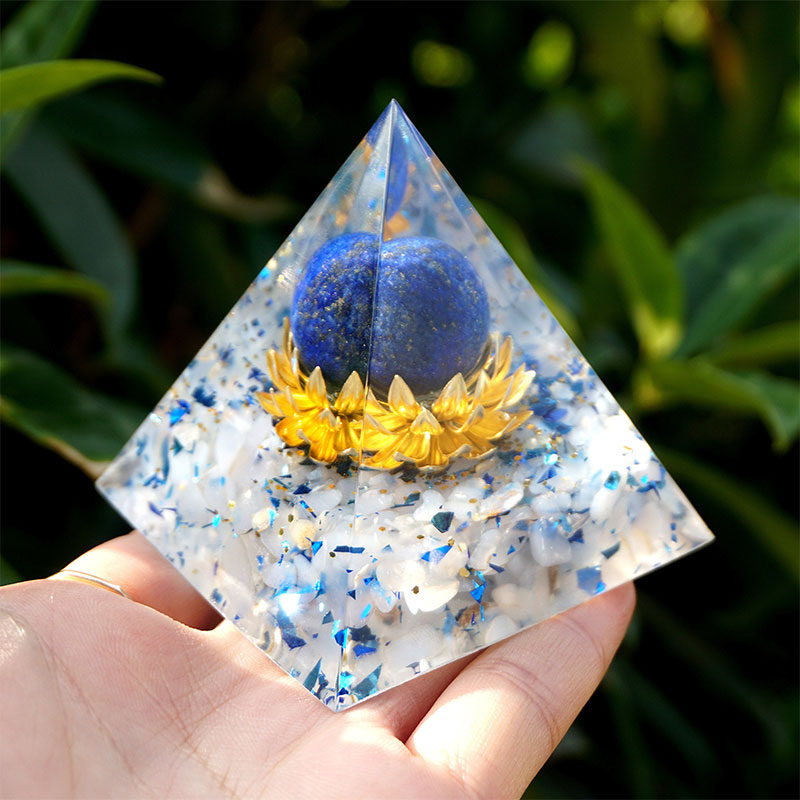 Olivenorma The Calm Power Lapis Lazuli & Blue Chalcedony Orgone Pyramid