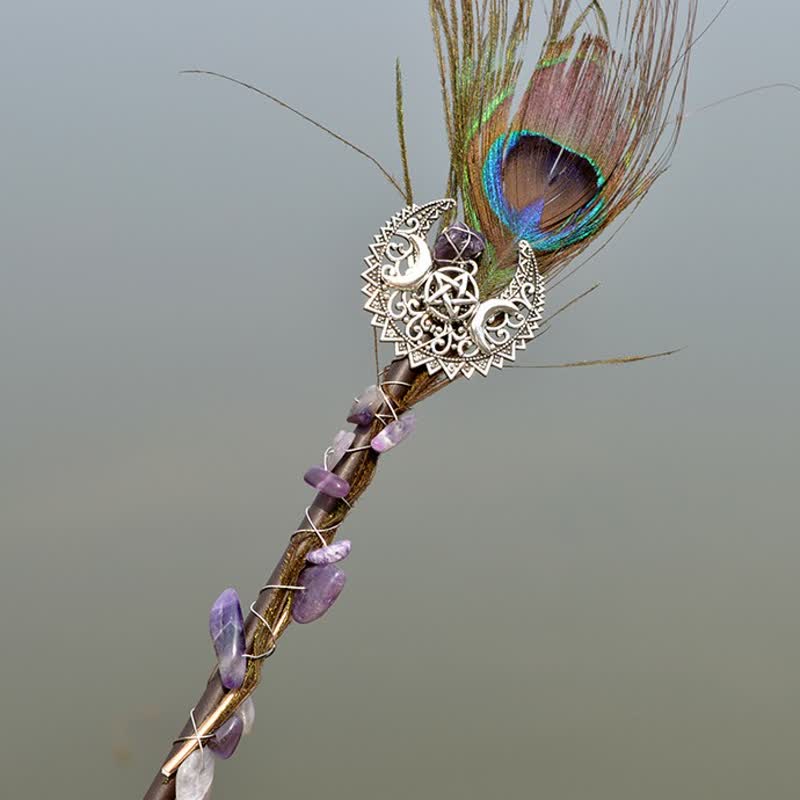 Olivenorma Natural Fairy Moon With Feather Crystal Wands