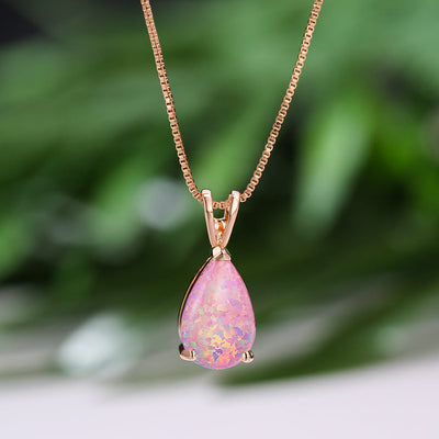 Olivenorma Synthetic Opal Water Drop Pendant Simple Necklace