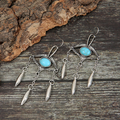 Olivenorma Geometric Cutout Eye Turquoise Bohemia Earrings