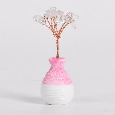 Olivenorma Crystal Tree of Life Pink Vase Gemstone Decoration