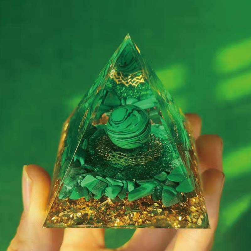 Olivenorma Natural Malachite Protection Orgone Pyramid