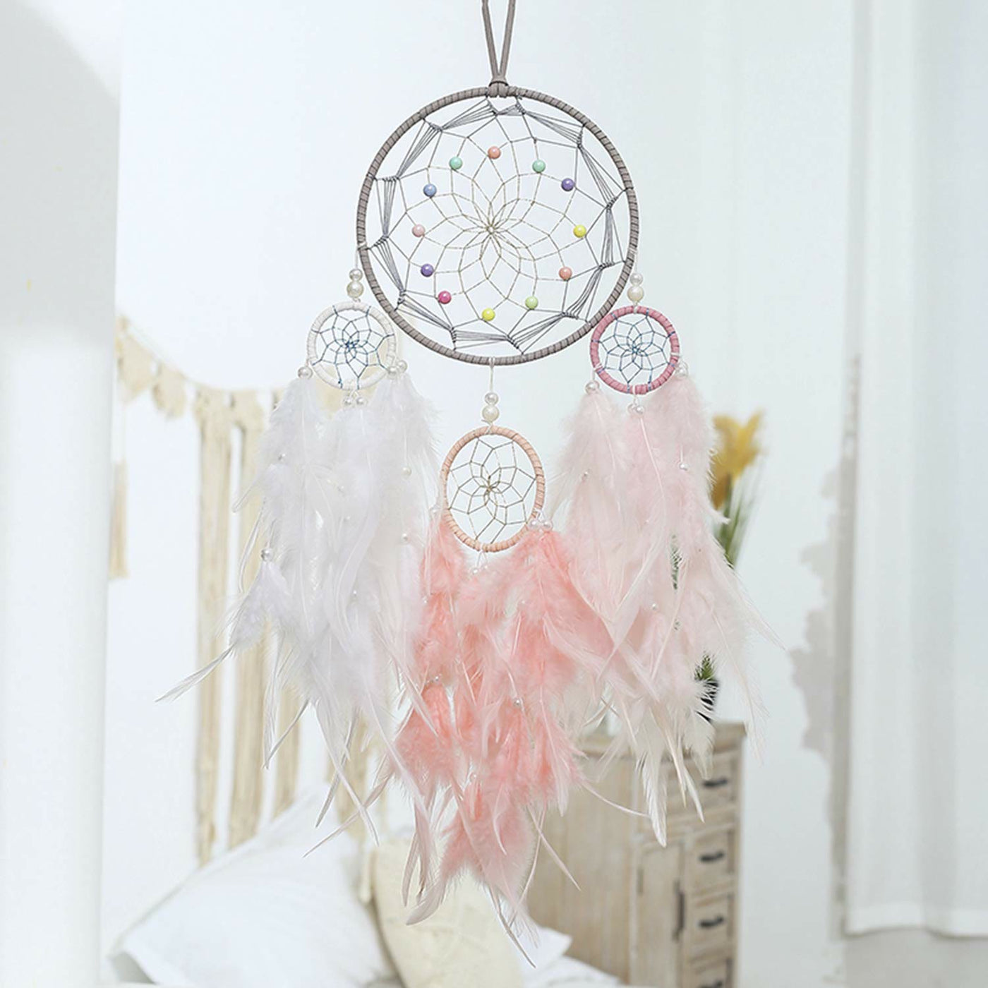 Olivenorma Indian Style Three Ring Feather Dream Catcher