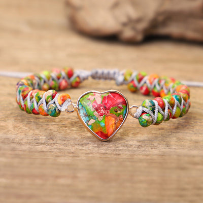 Natural Stone Crystal Heart Bracelet