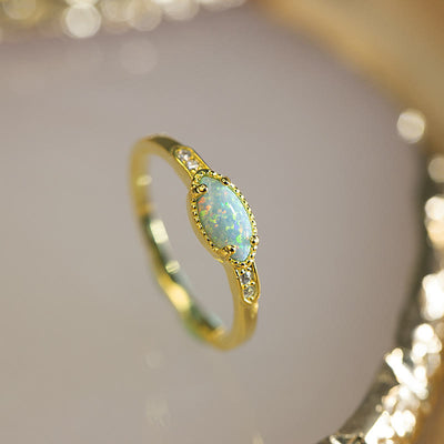 Olivenorma Opal White Zircon S925 Gold Ring