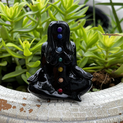 Olivenorma Obsidian Chakra Yoga Goddess Pagan Gemstone Decoration