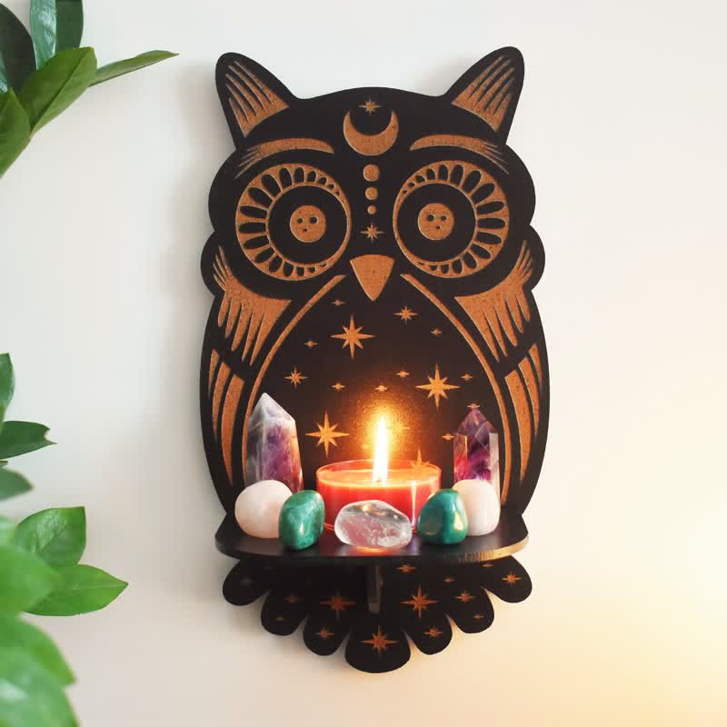 Olivenorma Celestial Owl Altar Crystal Shelf