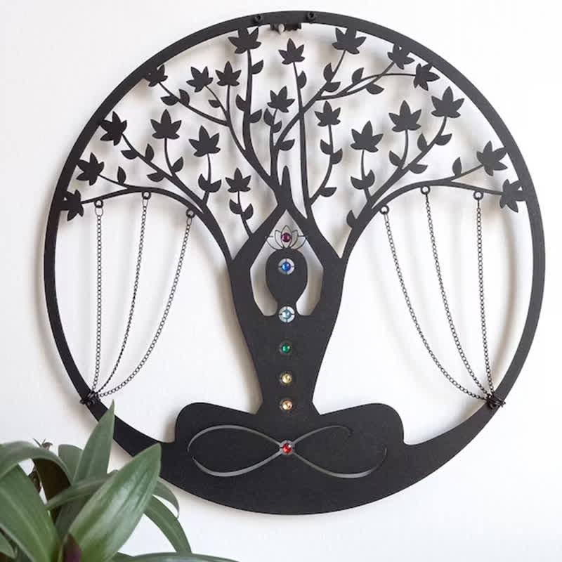 Olivenorma Tree of Life Lotus Chakra Metal Wall Decor