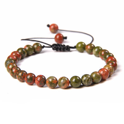 Olivenorma Natural 6mm Stone Beads Braided Wrap Bracelet