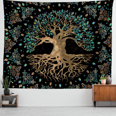 Olivenorma Life Of Tree Wall Hanging Black Green Tapestry