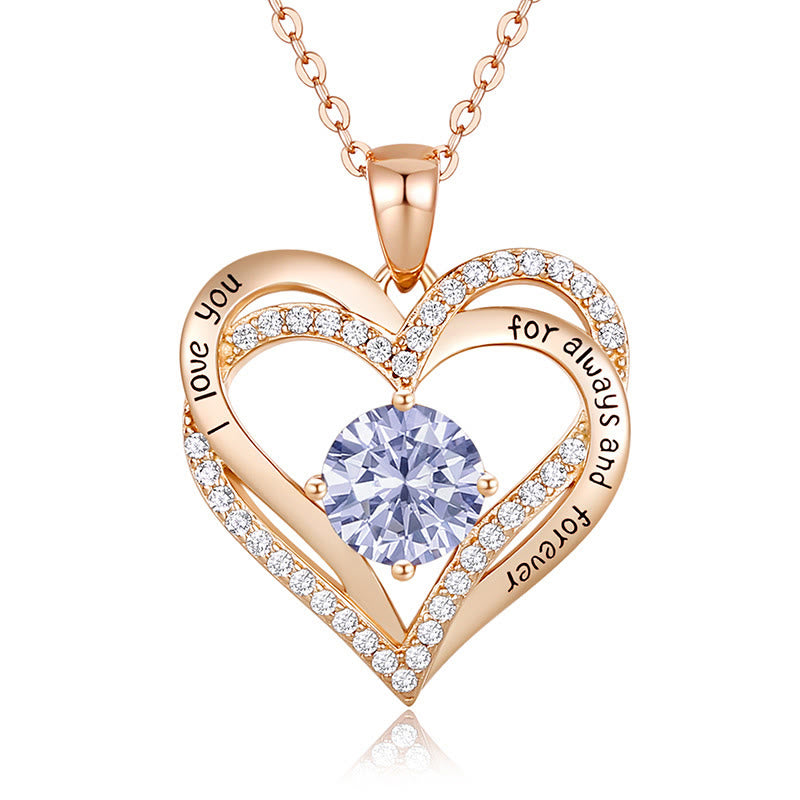 Olivenorma "I love you for always and forever" - Birtshtone Heart Necklace - Rosegold - June - image 9