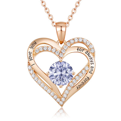 Olivenorma "I love you for always and forever" - Birtshtone Heart Necklace - Rosegold - June - image 9