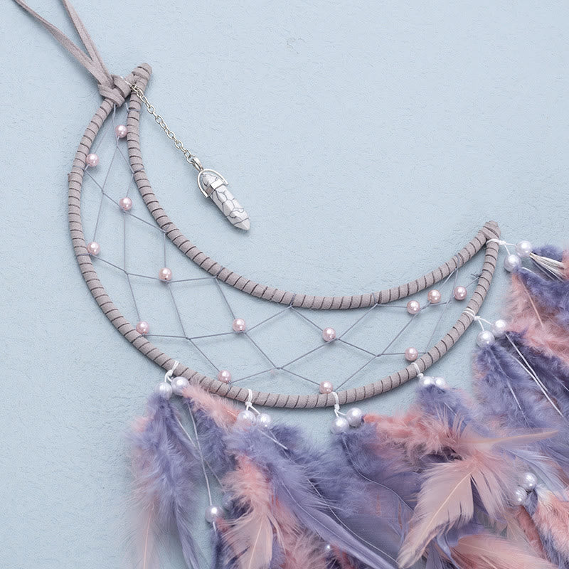 Olivenorma White Turquoise Pendant Gray Pink Feather Dream Catcher