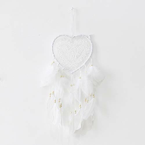 Olivenorma Braided Heart Shape White Feather Dream Catcher