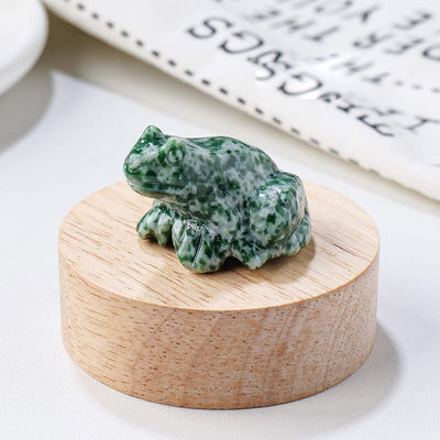 Olivenorma Natural Gemstone Carved Frog Statue Gemstone Decoration