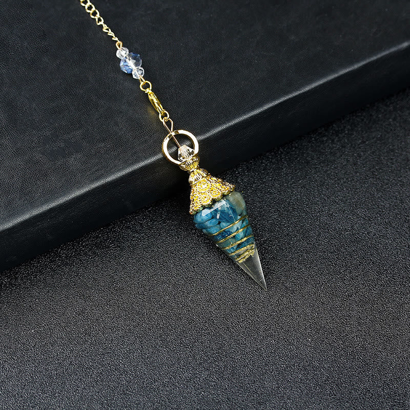 Olivenorma Natural Crystal Resin Hexagonal Pyramid Pendulum