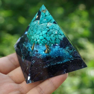 Olivenorma Blue Sandstone With Turquoise Healing Orgone Pyramid