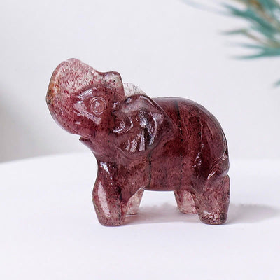 Olivenorma Natural Crystal Elephant Carving Ornament Gemstone Decoration