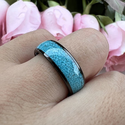 Olivenorma Crushed Turquoise Tungsten Carbide Men Ring