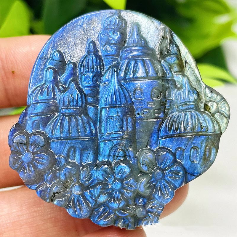 Olivenorma Natural Labradorite Moon Face Ornaments Gemstone Decoration