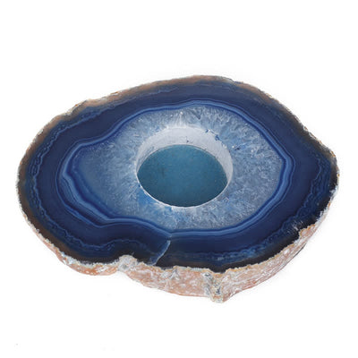 Natural Blue Agate Slice Candle Holder